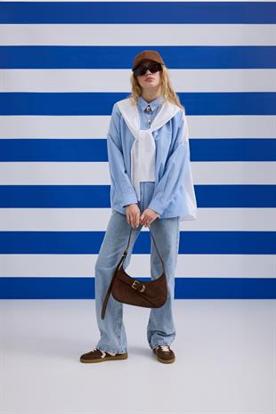 Mario Atkılı Poplin Gömlek - Mavi 