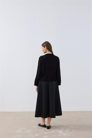 Marley Eskitme Düğmeli Hırka- Siyah