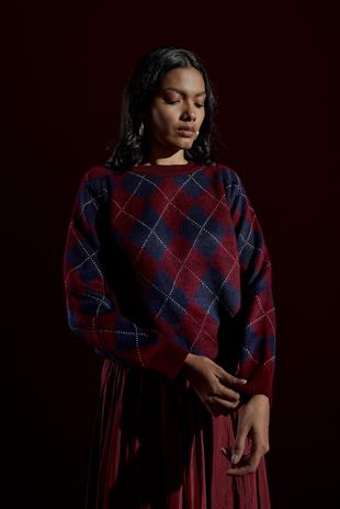 Mars Baklava Desen Kazak - Bordo