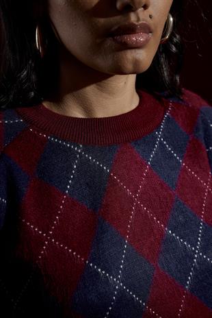 Mars Baklava Desen Kazak - Bordo