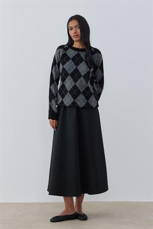 Mars Baklava Desen Kazak - Siyah