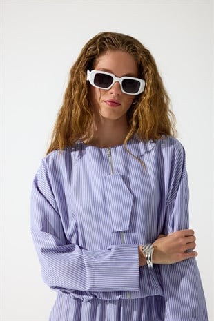 Mars Çizgili Bomber Takım - Mavi