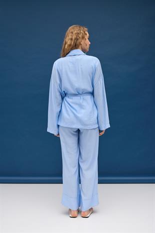 Matilda Kuşaklı Kimono Takım - Bebe mavi