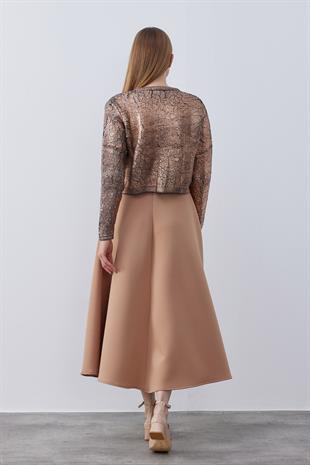 Matrix Metal Düğmeli Hırka-Bakır