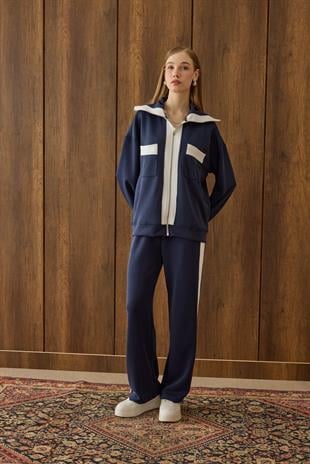 Mattea Yakalı Garnili Modal Takım - Lacivert