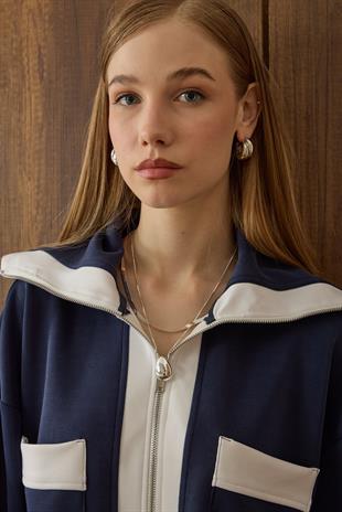 Mattea Yakalı Garnili Modal Takım - Lacivert