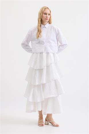 Maya Güpür Detaylı Gömlek - Beyaz