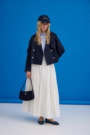 Maya Güpür Detaylı Gömlek - Mavi 