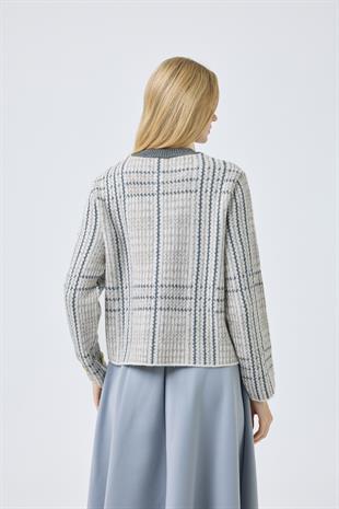 Melody Süs Cepli Gold Düğümeli Hırka - Antrasit 