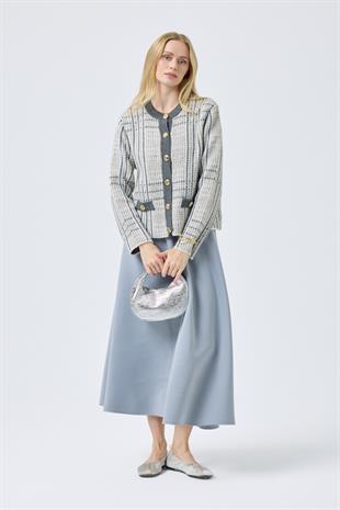 Melody Süs Cepli Gold Düğümeli Hırka - Antrasit 