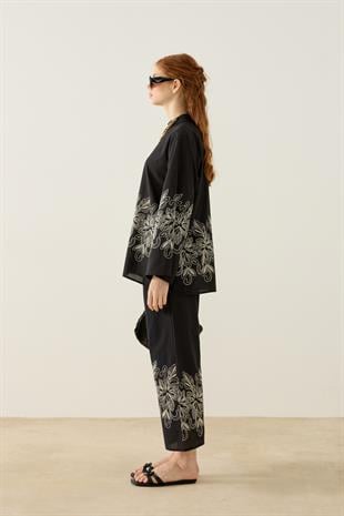 Mia Nakış İşlemeli Vual Takım - Siyah