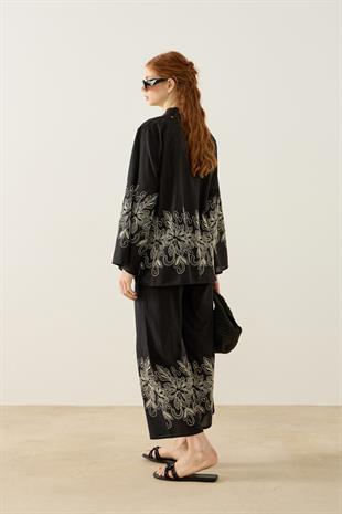 Mia Nakış İşlemeli Vual Takım - Siyah