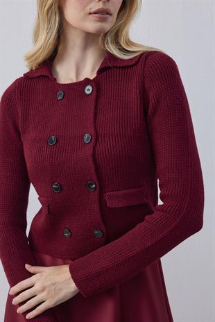 Mikasa Örme Triko Ceket - Bordo