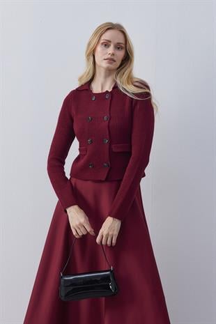 Mikasa Örme Triko Ceket - Bordo