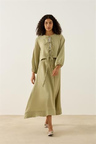 Mirabel Bağcıklı Müslin Takım - Çağla