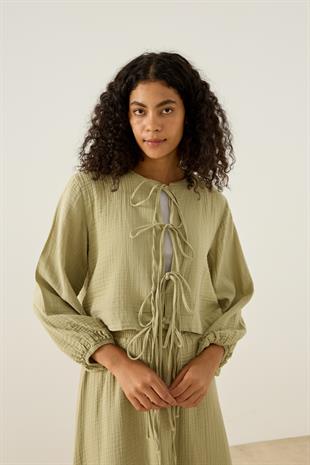 Mirabel Bağcıklı Müslin Takım - Çağla