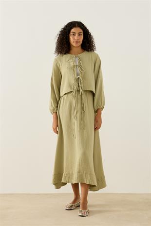 Mirabel Bağcıklı Müslin Takım - Çağla