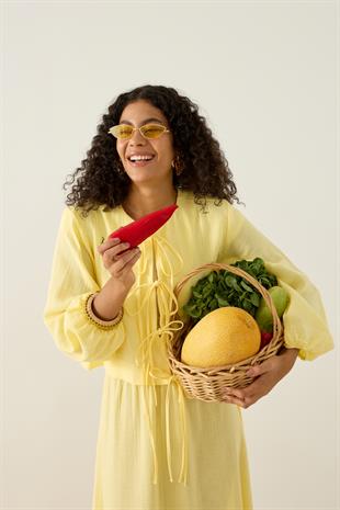 Mirabel Bağcıklı Müslin Takım - Sarı