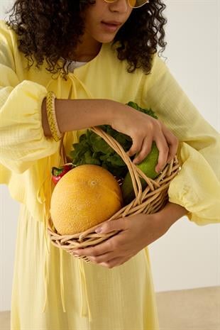 Mirabel Bağcıklı Müslin Takım - Sarı