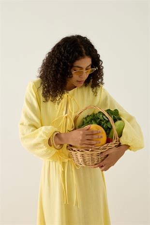 Mirabel Bağcıklı Müslin Takım - Sarı