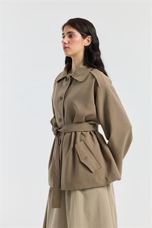 Molly Allerli Kuşaklı Trenç - Vizon 