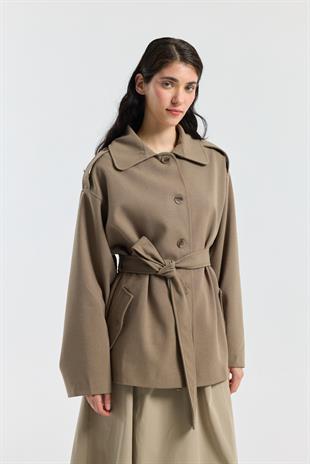 Molly Allerli Kuşaklı Trenç - Vizon 