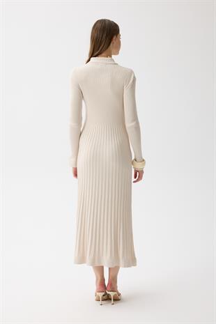 Mona Fitilli Gold Düğmeli Elbise - Taş 