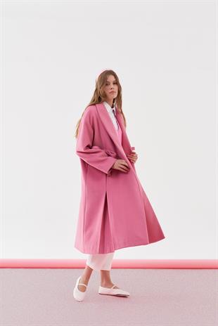 MONA FİYONK DETAYLI KAŞE KABAN - PEMBE