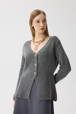 Monica Düğmeli Blazer Hırka - Antrasit