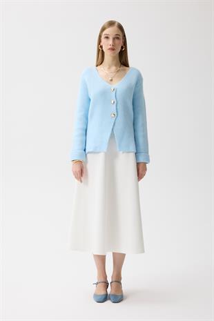 Monica Düğmeli Blazer Hırka - Mavi 