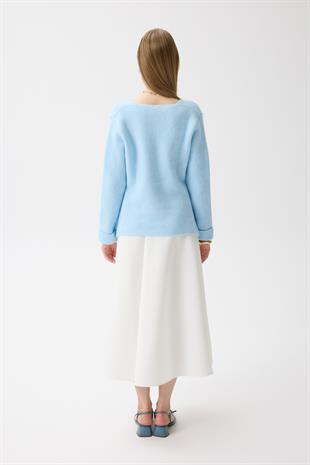 Monica Düğmeli Blazer Hırka - Mavi 