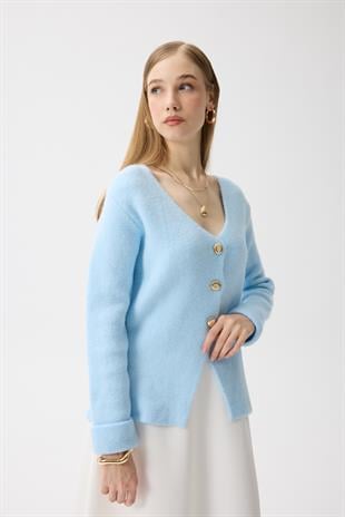 Monica Düğmeli Blazer Hırka - Mavi 