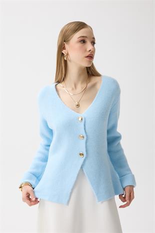 Monica Düğmeli Blazer Hırka - Mavi 