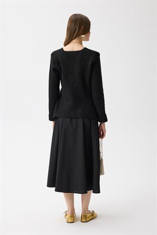 Monica Düğmeli Blazer Hırka - Siyah