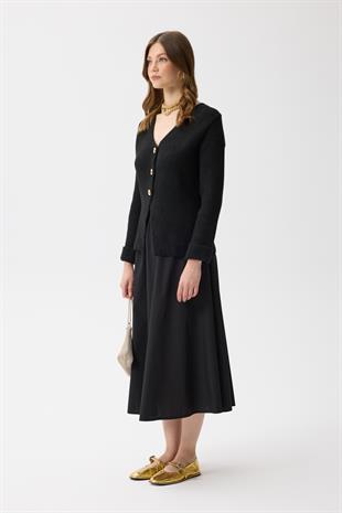 Monica Düğmeli Blazer Hırka - Siyah