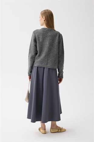 Morgana Buklet Dokulu Hırka - Antrasit 