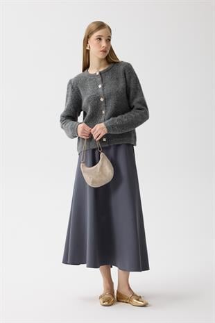 Morgana Buklet Dokulu Hırka - Antrasit 