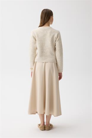 Morgana Buklet Dokulu Hırka - Bej