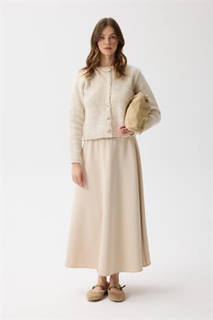 Morgana Buklet Dokulu Hırka - Bej