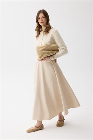 Morgana Buklet Dokulu Hırka - Bej