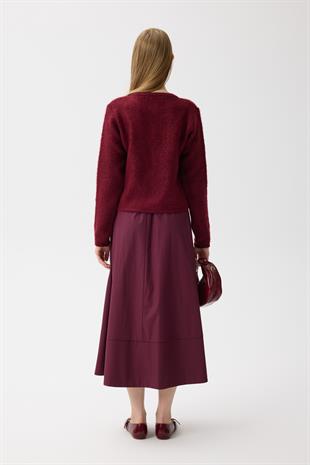 Morgana Buklet Dokulu Hırka - Bordo 