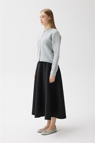 Morgana Buklet Dokulu Hırka - Gri