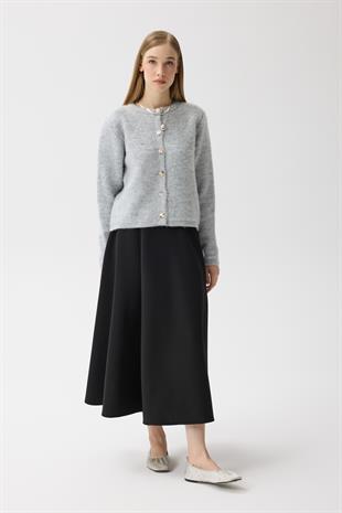 Morgana Buklet Dokulu Hırka - Gri