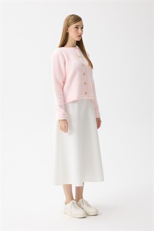 Morgana Buklet Dokulu Hırka - Pembe