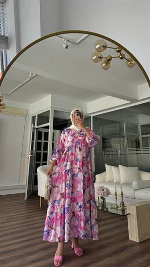 NANCY ELBİSE - PEMBE 