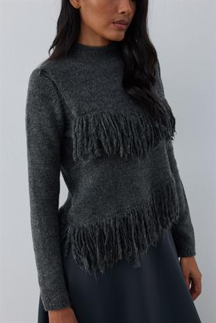 Natelia Püskül Detaylı Kazak - Antrasit