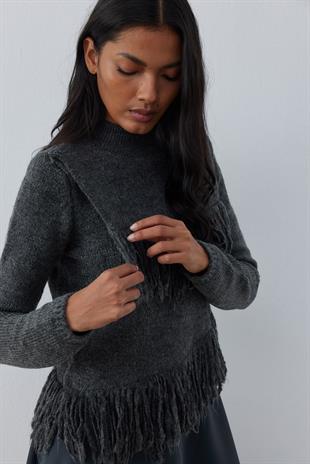 Natelia Püskül Detaylı Kazak - Antrasit