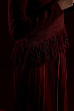 Natelia Püskül Detaylı Kazak - Bordo