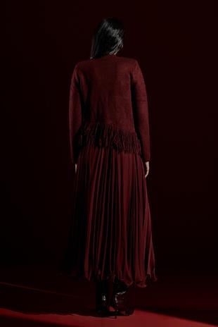 Natelia Püskül Detaylı Kazak - Bordo