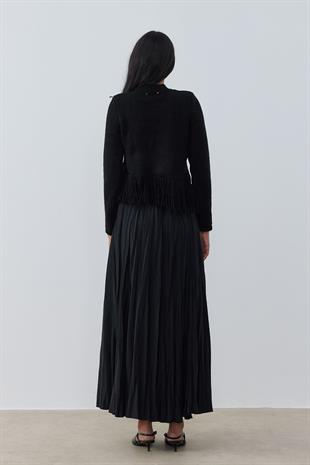 Natelia Püskül Detaylı Kazak - Siyah